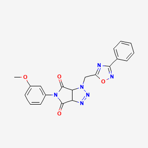 molecular formula C20H16N6O4 B2872009 5-(3-methoxyphenyl)-1-[(3-phenyl-1,2,4-oxadiazol-5-yl)methyl]-1H,3aH,4H,5H,6H,6aH-pyrrolo[3,4-d][1,2,3]triazole-4,6-dione CAS No. 1251696-27-1