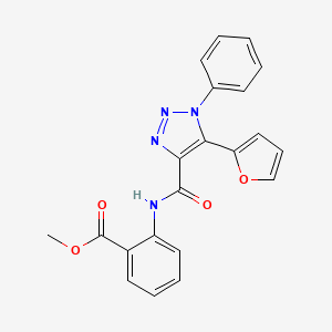 molecular formula C21H16N4O4 B2872010 methyl 2-[5-(furan-2-yl)-1-phenyl-1H-1,2,3-triazole-4-amido]benzoate CAS No. 950256-05-0