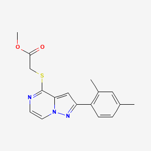 molecular formula C17H17N3O2S B2872024 methyl 2-{[2-(2,4-dimethylphenyl)pyrazolo[1,5-a]pyrazin-4-yl]sulfanyl}acetate CAS No. 1242877-38-8