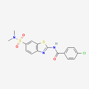 molecular formula C16H14ClN3O3S2 B2872084 4-chloro-N-[6-(dimethylsulfamoyl)-1,3-benzothiazol-2-yl]benzamide CAS No. 923186-87-2