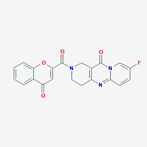 molecular formula C21H14FN3O4 B2872107 13-fluoro-5-(4-oxochromene-2-carbonyl)-1,5,9-triazatricyclo[8.4.0.03,8]tetradeca-3(8),9,11,13-tetraen-2-one CAS No. 2034507-49-6