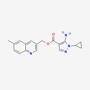 molecular formula C18H18N4O2 B2872111 (6-Methylquinolin-3-yl)methyl 5-amino-1-cyclopropylpyrazole-4-carboxylate CAS No. 2416243-58-6