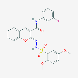 molecular formula C24H20FN3O6S B2872146 (2Z)-2-[(2,5-dimethoxybenzenesulfonamido)imino]-N-(3-fluorophenyl)-2H-chromene-3-carboxamide CAS No. 866342-30-5