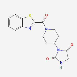 molecular formula C16H16N4O3S B2872154 3-[1-(1,3-benzothiazole-2-carbonyl)piperidin-4-yl]imidazolidine-2,4-dione CAS No. 2309538-48-3