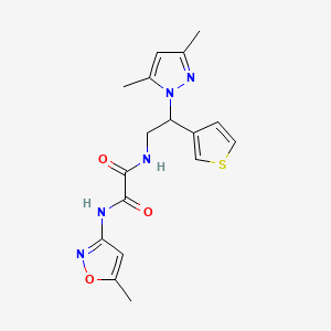 molecular formula C17H19N5O3S B2872157 N'-[2-(3,5-dimethyl-1H-pyrazol-1-yl)-2-(thiophen-3-yl)ethyl]-N-(5-methyl-1,2-oxazol-3-yl)ethanediamide CAS No. 2034546-68-2