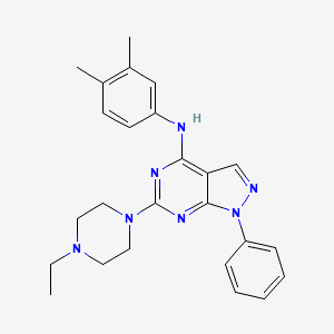 molecular formula C25H29N7 B2872168 N-(3,4-dimethylphenyl)-6-(4-ethylpiperazin-1-yl)-1-phenyl-1H-pyrazolo[3,4-d]pyrimidin-4-amine CAS No. 946295-84-7