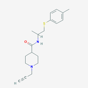 molecular formula C19H26N2OS B2872182 N-[1-(4-Methylphenyl)sulfanylpropan-2-yl]-1-prop-2-ynylpiperidine-4-carboxamide CAS No. 1935700-58-5