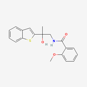 molecular formula C19H19NO3S B2872185 N-[2-(1-benzothiophen-2-yl)-2-hydroxypropyl]-2-methoxybenzamide CAS No. 2034359-18-5
