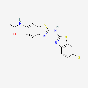 molecular formula C17H14N4OS3 B2872196 N-[2-[(6-methylsulfanyl-1,3-benzothiazol-2-yl)amino]-1,3-benzothiazol-6-yl]acetamide CAS No. 890940-82-6