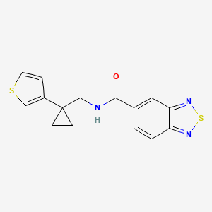 molecular formula C15H13N3OS2 B2872199 N-{[1-(thiophen-3-yl)cyclopropyl]methyl}-2,1,3-benzothiadiazole-5-carboxamide CAS No. 2415487-91-9
