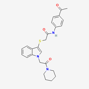 molecular formula C25H27N3O3S B2872227 N-(4-acetylphenyl)-2-({1-[2-oxo-2-(piperidin-1-yl)ethyl]-1H-indol-3-yl}sulfanyl)acetamide CAS No. 878053-20-4
