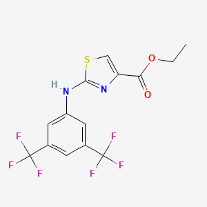 molecular formula C14H10F6N2O2S B2872231 ethyl 2-{[3,5-bis(trifluoromethyl)phenyl]amino}-1,3-thiazole-4-carboxylate CAS No. 1797363-53-1