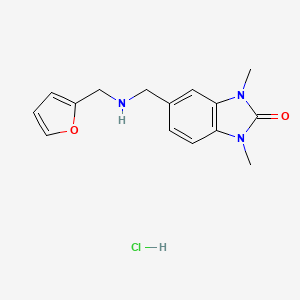molecular formula C15H18ClN3O2 B2872236 5-{[(Furan-2-ylmethyl)-amino]-methyl}-1,3-dimethyl-1,3-dihydro-benzoimidazol-2-one hydrochloride CAS No. 1050208-80-4