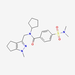 molecular formula C22H30N4O3S B2872240 N-cyclopentyl-4-(dimethylsulfamoyl)-N-({1-methyl-1H,4H,5H,6H-cyclopenta[c]pyrazol-3-yl}methyl)benzamide CAS No. 2034478-65-2