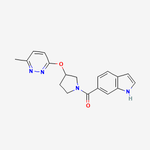 molecular formula C18H18N4O2 B2872256 6-{3-[(6-methylpyridazin-3-yl)oxy]pyrrolidine-1-carbonyl}-1H-indole CAS No. 2034444-34-1
