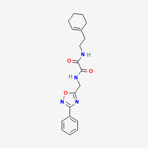 molecular formula C19H22N4O3 B2872342 N'-[2-(cyclohex-1-en-1-yl)ethyl]-N-[(3-phenyl-1,2,4-oxadiazol-5-yl)methyl]ethanediamide CAS No. 1209191-73-0