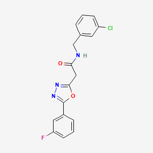 molecular formula C17H13ClFN3O2 B2872412 N-[(3-chlorophenyl)methyl]-2-[5-(3-fluorophenyl)-1,3,4-oxadiazol-2-yl]acetamide CAS No. 1286713-28-7
