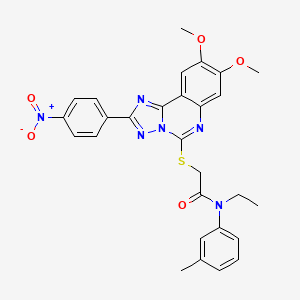 2-((8,9-dimethoxy-2-(4-nitrophenyl)-[1,2,4]triazolo[1,5-c]quinazolin-5-yl)thio)-N-ethyl-N-(m-tolyl)acetamide