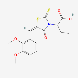 2-[(5E)-5-[(2,3-dimethoxyphenyl)methylidene]-4-oxo-2-sulfanylidene-1,3-thiazolidin-3-yl]butanoic acid