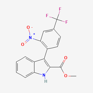 molecular formula C17H11F3N2O4 B2872446 Methyl 3-[2-nitro-4-(trifluoromethyl)phenyl]-1H-indole-2-carboxylate CAS No. 866149-35-1