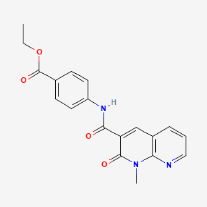molecular formula C19H17N3O4 B2872465 ethyl 4-(1-methyl-2-oxo-1,2-dihydro-1,8-naphthyridine-3-amido)benzoate CAS No. 899981-20-5