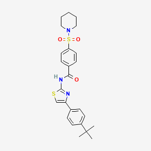 molecular formula C25H29N3O3S2 B2872473 N-(4-(4-(tert-butyl)phenyl)thiazol-2-yl)-4-(piperidin-1-ylsulfonyl)benzamide CAS No. 312755-11-6