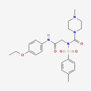 molecular formula C23H30N4O5S B2872483 N-(2-((4-ethoxyphenyl)amino)-2-oxoethyl)-4-methyl-N-tosylpiperazine-1-carboxamide CAS No. 887196-74-9