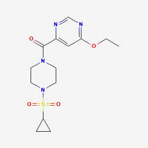 molecular formula C14H20N4O4S B2872522 4-[4-(cyclopropanesulfonyl)piperazine-1-carbonyl]-6-ethoxypyrimidine CAS No. 2034634-62-1
