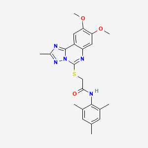 2-((8,9-dimethoxy-2-methyl-[1,2,4]triazolo[1,5-c]quinazolin-5-yl)thio)-N-mesitylacetamide