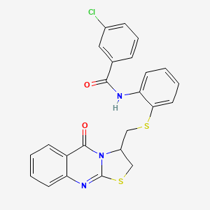 3-chloro-N-(2-{[(5-oxo-2,3-dihydro-5H-[1,3]thiazolo[2,3-b]quinazolin-3-yl)methyl]sulfanyl}phenyl)benzenecarboxamide