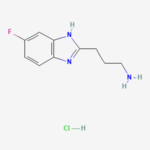 molecular formula C10H13ClFN3 B2872527 [3-(5-fluoro-1H-benzimidazol-2-yl)propyl]amine hydrochloride CAS No. 1185660-08-5