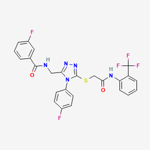 3-fluoro-N-[[4-(4-fluorophenyl)-5-[2-oxo-2-[2-(trifluoromethyl)anilino]ethyl]sulfanyl-1,2,4-triazol-3-yl]methyl]benzamide