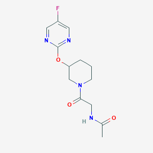 molecular formula C13H17FN4O3 B2872594 N-(2-(3-((5-fluoropyrimidin-2-yl)oxy)piperidin-1-yl)-2-oxoethyl)acetamide CAS No. 2034275-07-3