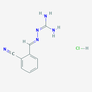 molecular formula C9H10ClN5 B2872598 N-{[(2-cyanophenyl)methylidene]amino}guanidine hydrochloride CAS No. 158257-69-3