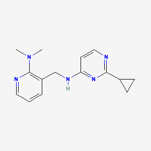 molecular formula C15H19N5 B2872609 2-cyclopropyl-N-((2-(dimethylamino)pyridin-3-yl)methyl)pyrimidin-4-amine CAS No. 2195941-23-0