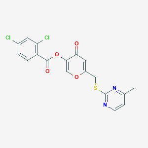 6-(((4-methylpyrimidin-2-yl)thio)methyl)-4-oxo-4H-pyran-3-yl 2,4-dichlorobenzoate