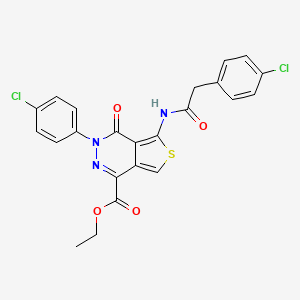 molecular formula C23H17Cl2N3O4S B2872623 Ethyl 3-(4-chlorophenyl)-5-(2-(4-chlorophenyl)acetamido)-4-oxo-3,4-dihydrothieno[3,4-d]pyridazine-1-carboxylate CAS No. 851950-78-2