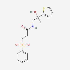 N-(2-hydroxy-2-(thiophen-2-yl)propyl)-3-(phenylsulfonyl)propanamide