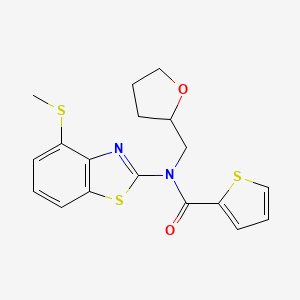 molecular formula C18H18N2O2S3 B2872639 N-(4-(methylthio)benzo[d]thiazol-2-yl)-N-((tetrahydrofuran-2-yl)methyl)thiophene-2-carboxamide CAS No. 923469-46-9