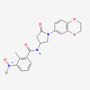 molecular formula C20H19N3O6 B2872662 N-[1-(2,3-dihydro-1,4-benzodioxin-6-yl)-5-oxopyrrolidin-3-yl]-2-methyl-3-nitrobenzamide CAS No. 898430-82-5