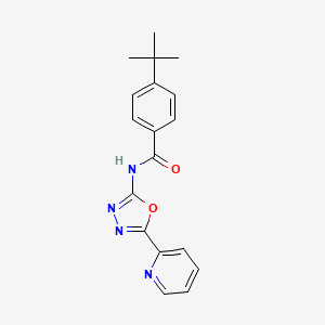 molecular formula C18H18N4O2 B2872683 4-(tert-butyl)-N-(5-(pyridin-2-yl)-1,3,4-oxadiazol-2-yl)benzamide CAS No. 887892-08-2