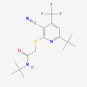 N-tert-butyl-2-{[6-tert-butyl-3-cyano-4-(trifluoromethyl)pyridin-2-yl]sulfanyl}acetamide