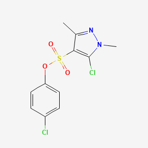 molecular formula C11H10Cl2N2O3S B2872691 (4-Chlorophenyl) 5-chloro-1,3-dimethylpyrazole-4-sulfonate CAS No. 647825-42-1