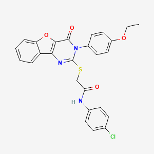 molecular formula C26H20ClN3O4S B2872708 N-(4-chlorophenyl)-2-((3-(4-ethoxyphenyl)-4-oxo-3,4-dihydrobenzofuro[3,2-d]pyrimidin-2-yl)thio)acetamide CAS No. 892278-26-1