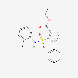 molecular formula C21H21NO4S2 B2872722 Ethyl 4-(4-methylphenyl)-3-[(2-methylphenyl)sulfamoyl]thiophene-2-carboxylate CAS No. 946384-64-1