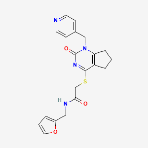 molecular formula C20H20N4O3S B2872732 N-[(furan-2-yl)methyl]-2-({2-oxo-1-[(pyridin-4-yl)methyl]-1H,2H,5H,6H,7H-cyclopenta[d]pyrimidin-4-yl}sulfanyl)acetamide CAS No. 887197-08-2