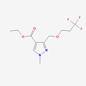 molecular formula C11H15F3N2O3 B2872740 Ethyl 1-methyl-3-(3,3,3-trifluoropropoxymethyl)pyrazole-4-carboxylate CAS No. 1975119-00-6
