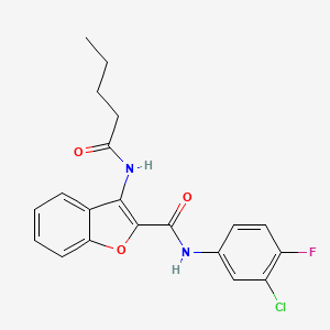 molecular formula C20H18ClFN2O3 B2872743 N-(3-chloro-4-fluorophenyl)-3-pentanamido-1-benzofuran-2-carboxamide CAS No. 888463-38-5