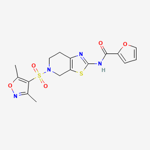 molecular formula C16H16N4O5S2 B2872771 N-(5-((3,5-dimethylisoxazol-4-yl)sulfonyl)-4,5,6,7-tetrahydrothiazolo[5,4-c]pyridin-2-yl)furan-2-carboxamide CAS No. 1351596-13-8