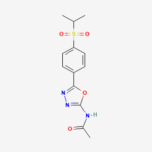 molecular formula C13H15N3O4S B2872773 N-(5-(4-(isopropylsulfonyl)phenyl)-1,3,4-oxadiazol-2-yl)acetamide CAS No. 922125-03-9